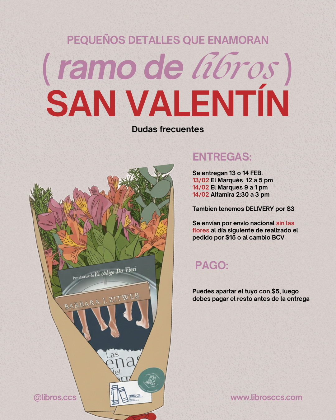 Ramo de libros para san valentín