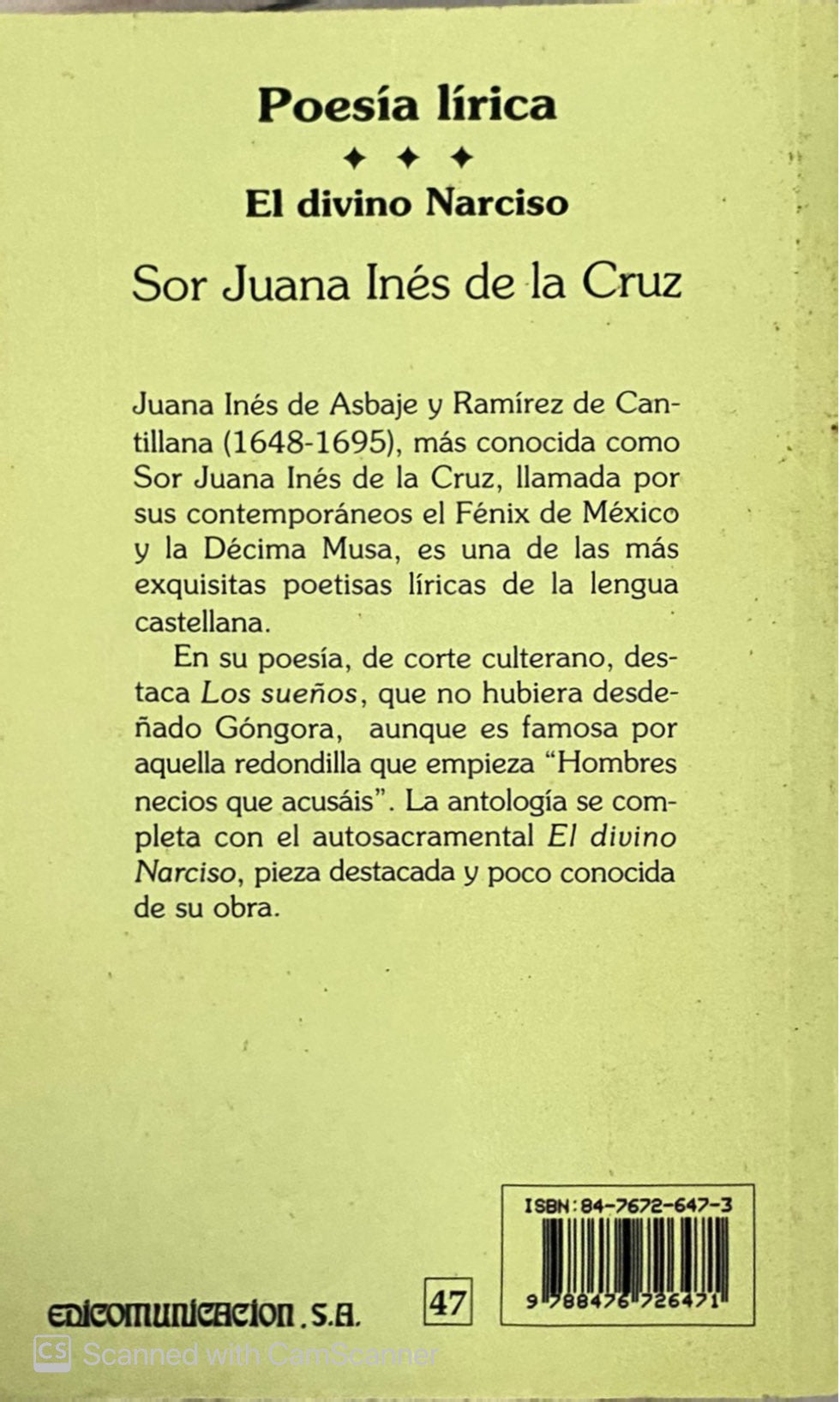 Poesía Lírica | Sor Juana Inés de la Cruz