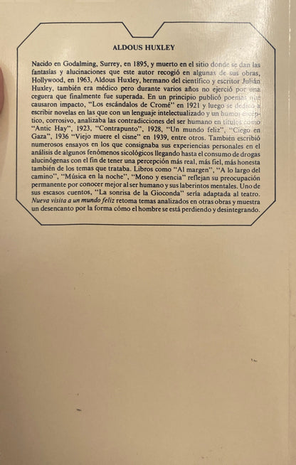 Nueva visita a un mundo feliz | Aldous Huxley