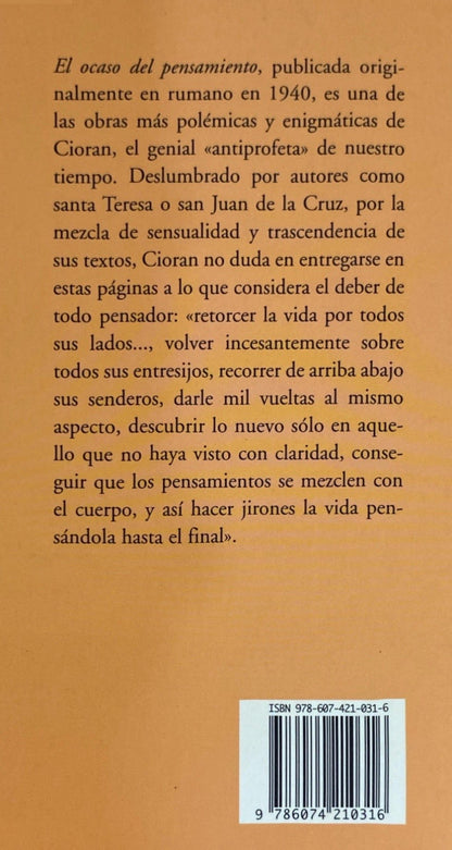 El ocaso del pensamiento | E.M.Cioran