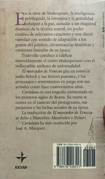 El mercader de venecia, coriolano | William Shakespeare