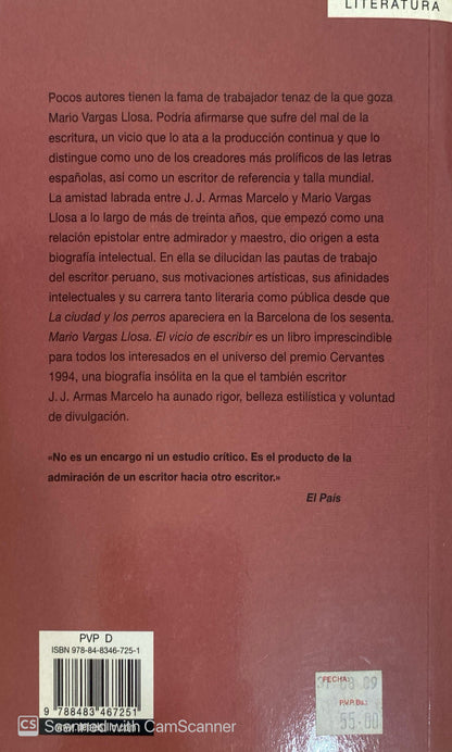 Vargas llosa, el vicio de escribir | J. J. ARMAS MARCELO