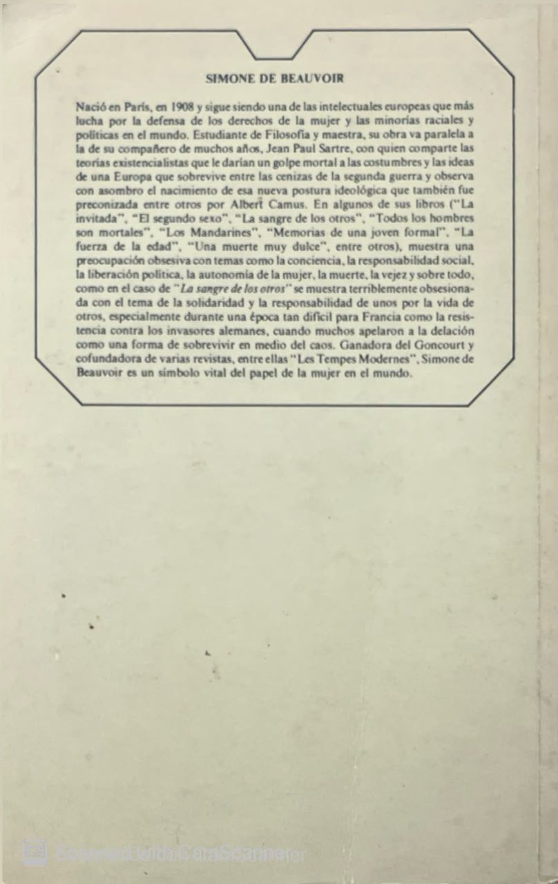La sangre de los otros | Simone de Beauvoir