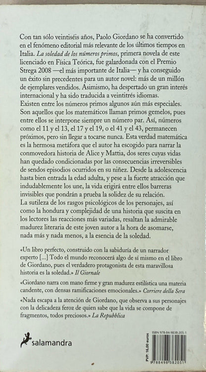 La soledad de los números primos | Paolo Giordano