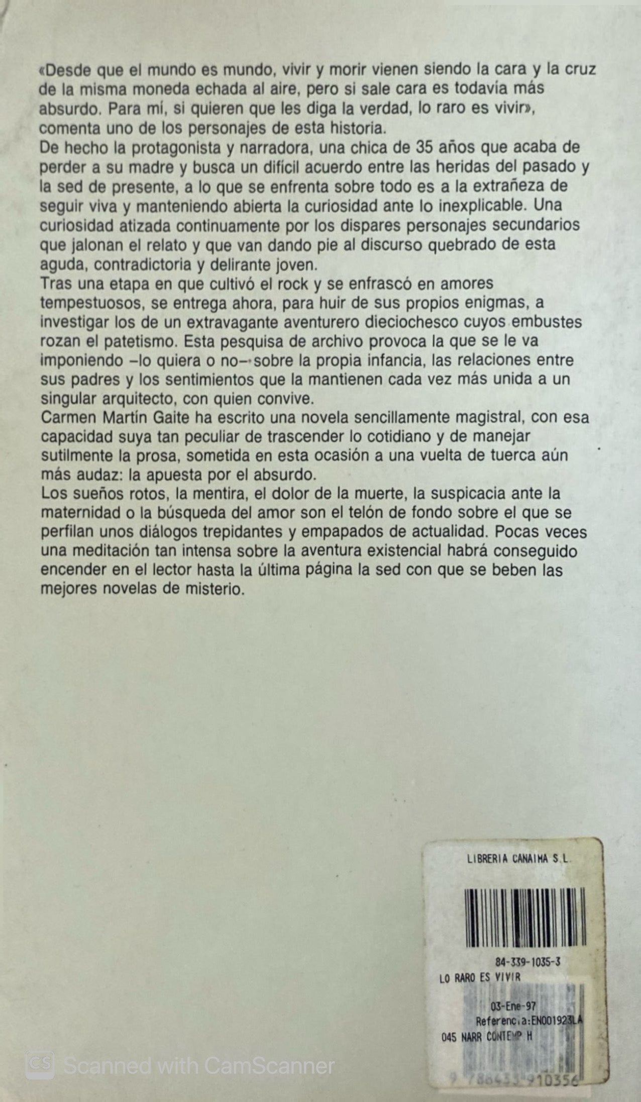 Lo raro es vivir | Carmen Martín Gaite