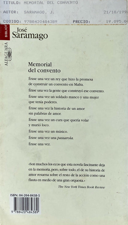 Memorial del convento | José Saramago