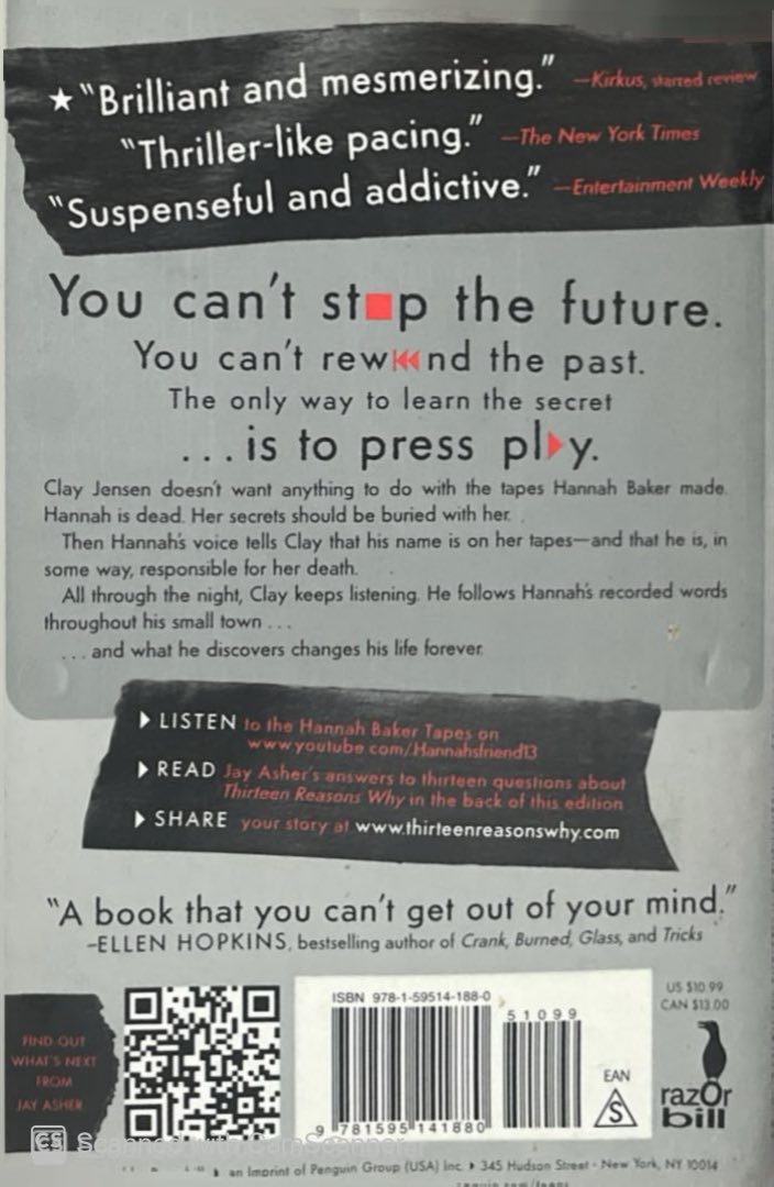 Thirteen reasons why | Jay Asher