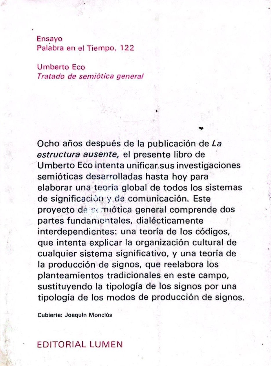 Tratado de semiotica | Umberto Eco