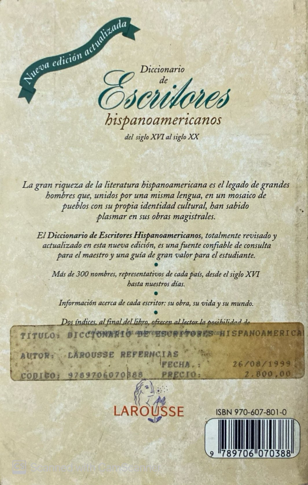 Diccionario de escritores hispanoamericanos del siglo XVl al siglo XX | Aarón Alboukrek