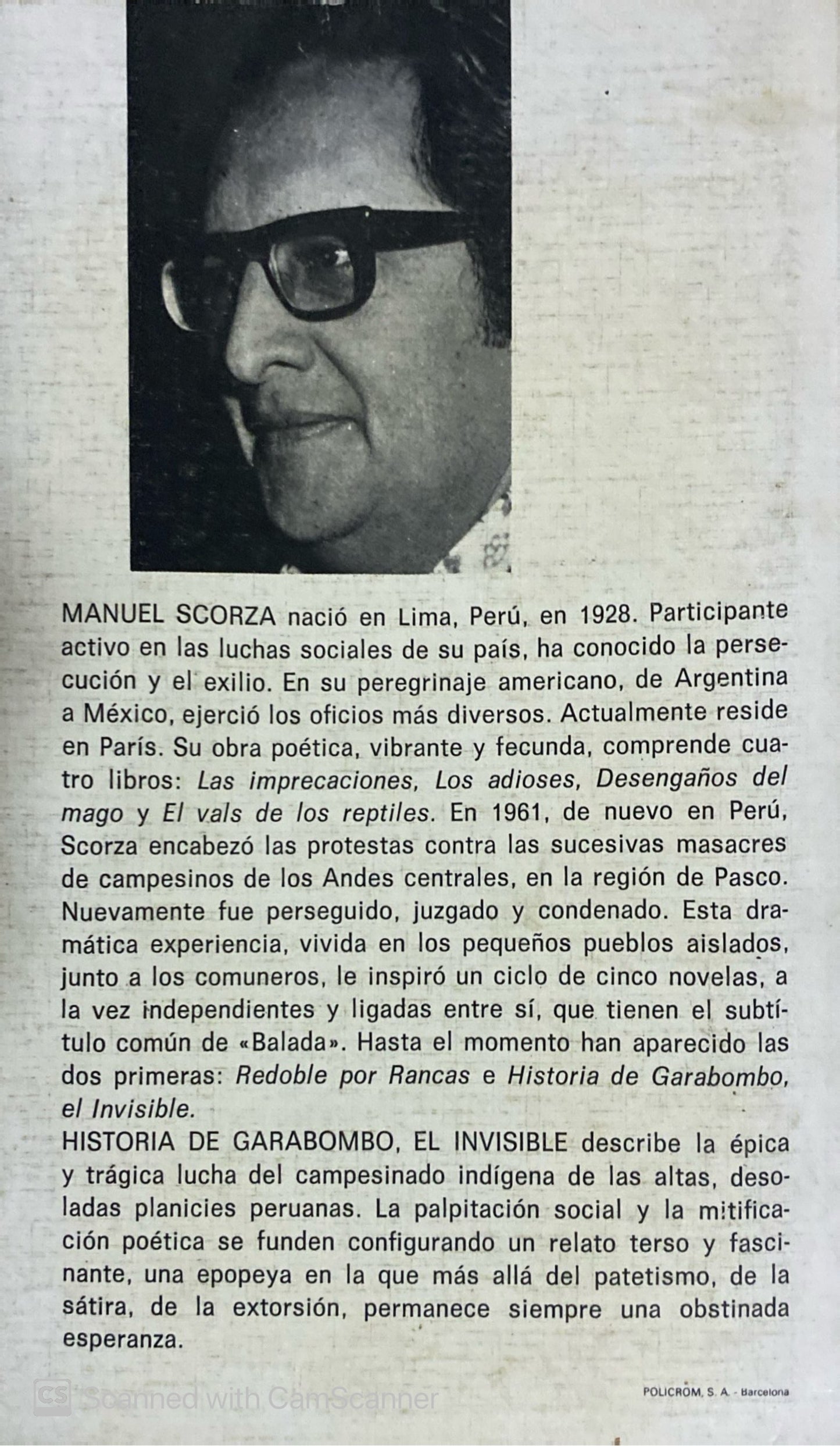 Historia de garabombo el invisible | Manuel Scorza