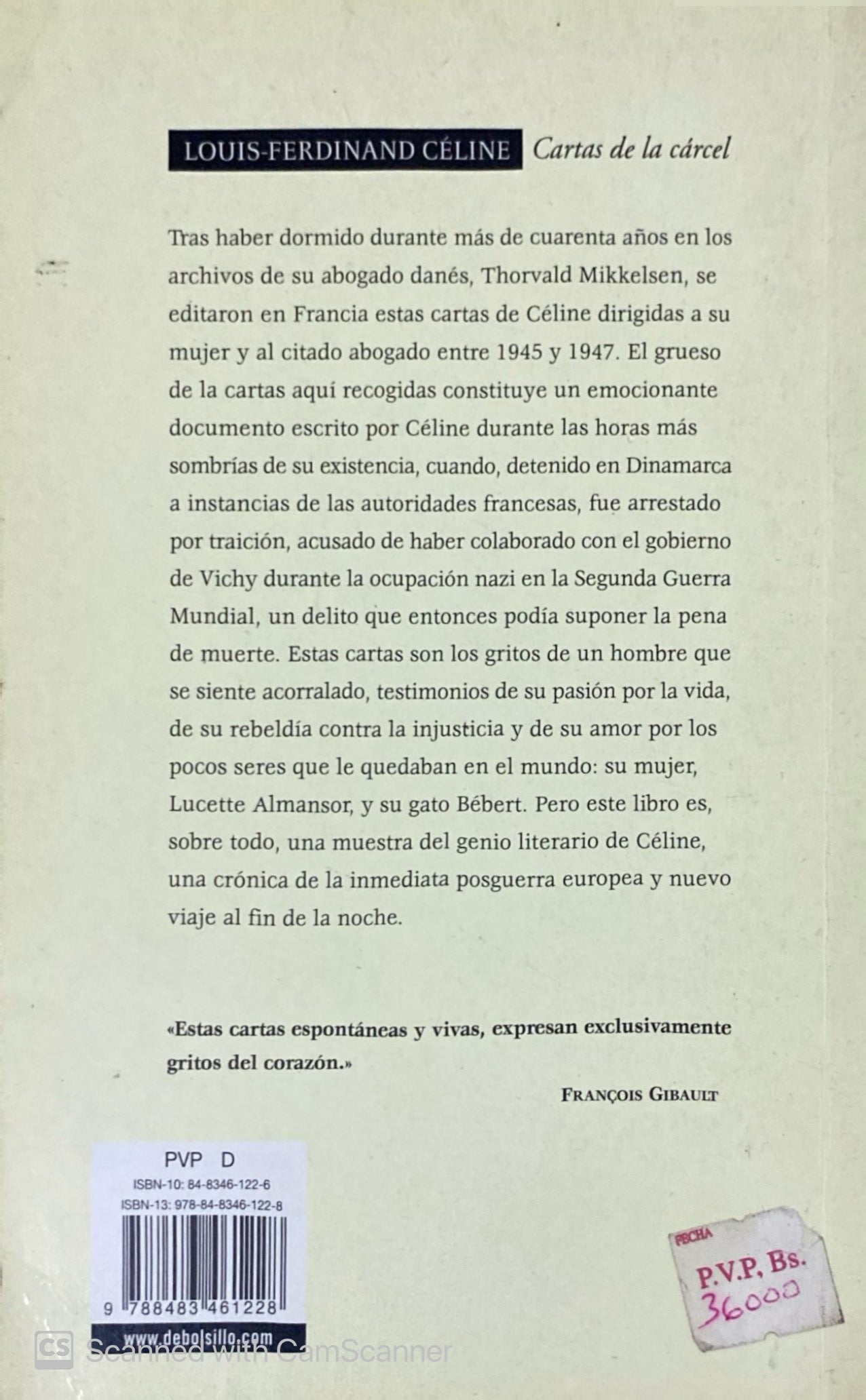 Cartas de la cárcel | Louis Ferdinand  Céline