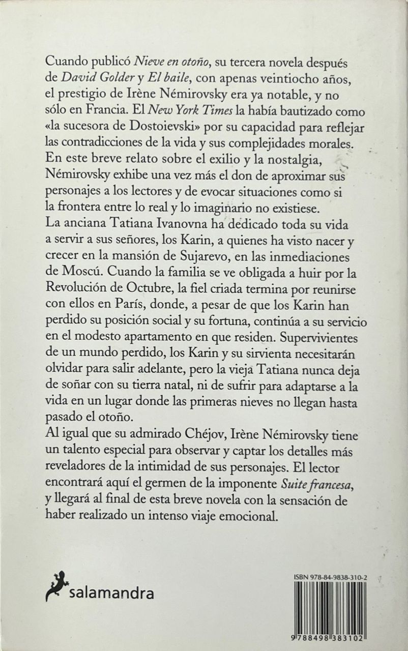 Nieve en otoño | Iréne Némirovsky